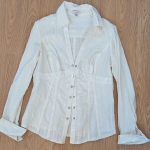 Cache White Button-Down Women's Shirt